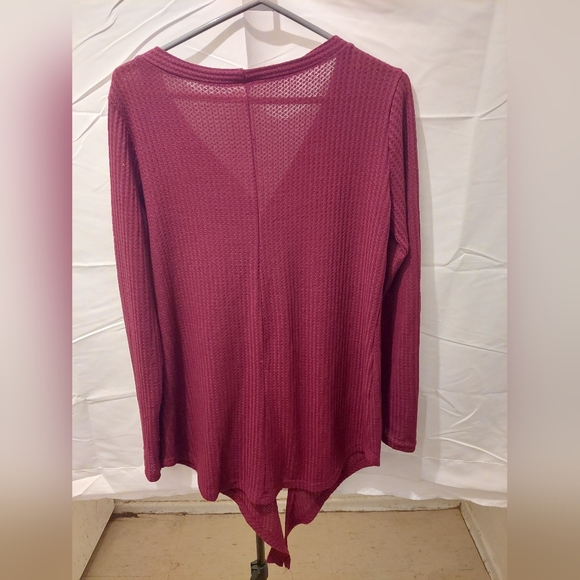 Unbranded Women's XL Wine Red Thermal Button Down Tie Up Long Sleeve Cardigan - Picture 4 of 7
